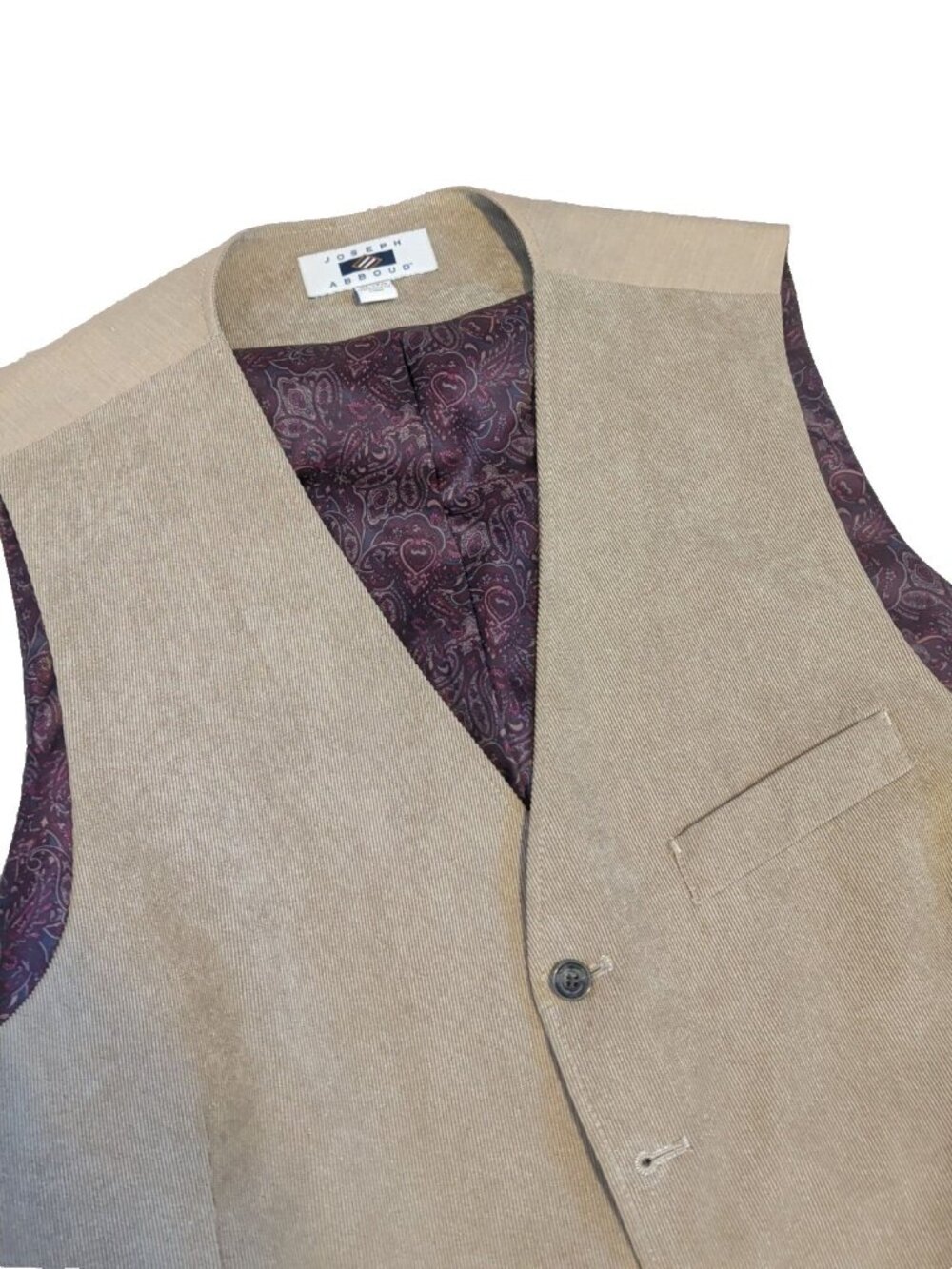Mens Joseph Abboud Corduroy Suit Vest Brown Camel Xl Formal Wedding Office Prom - Picture 3 of 8